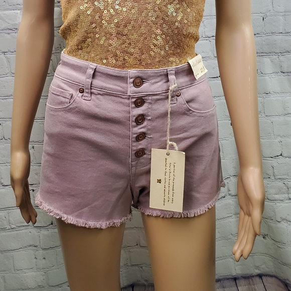 Altar'd State Frill Edge Denim Shorts Size M